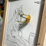 ILWR "VALDO-Drahtkorb", handgezeichnete Kunst im Rahmen (mit 3D-Objekt)