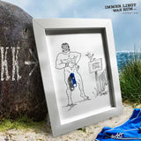 ILWR "kaputter Reißverschluß", handgezeichnete Kunst im Rahmen (mit 3D-Objekt)