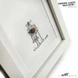 ILWR "Kaffeebohne", handgezeichnete Kunst im Rahmen (mit 3D-Objekt)