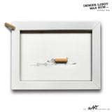 ILWR "IKEA-Holzdübel", handgezeichnete Kunst im Rahmen (mit 3D-Objekt)